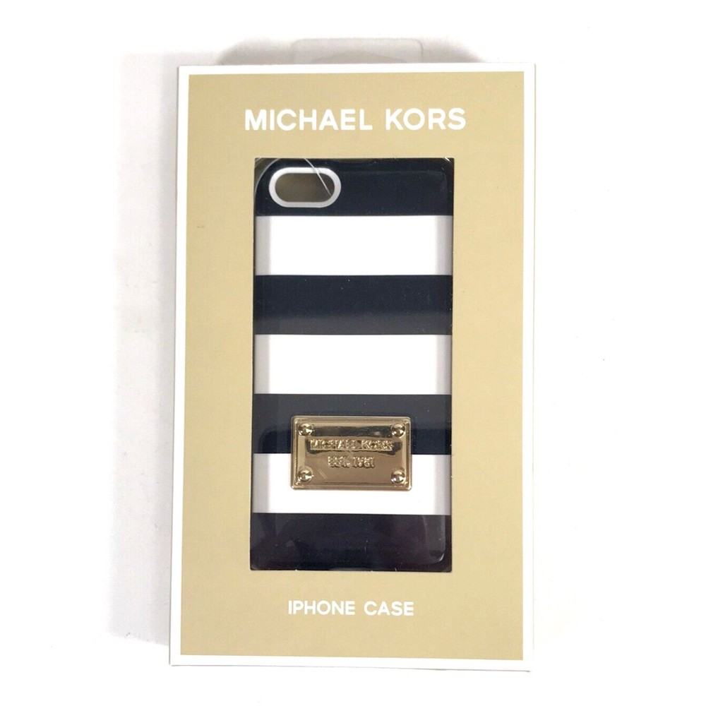Michael Kors iPhone 5 Fitted Phone Case Hard Plastic Navy White Striped 5"x2.5"